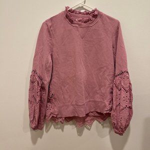 Anthropologie - Forever That Girl Eyelet Sweatshirt Pink in Small